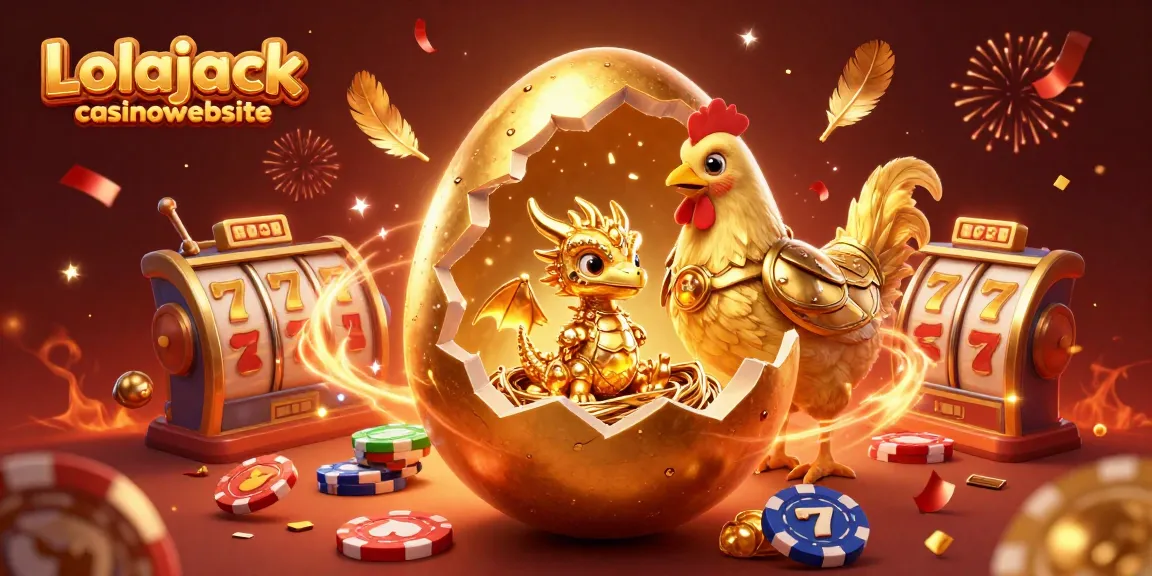 Win big at the Lolajack casinowebsite with a dazzling golden dragon and exciting slot game elements.