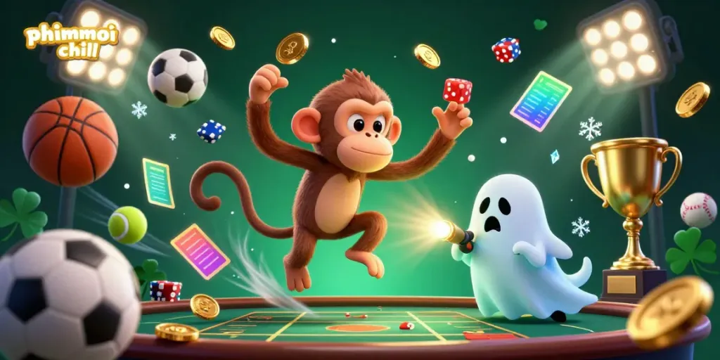 Experience phimmoi chill at a lively haunted casino where a mischievous monkey juggles golden treasures amidst thrilling gameplay.