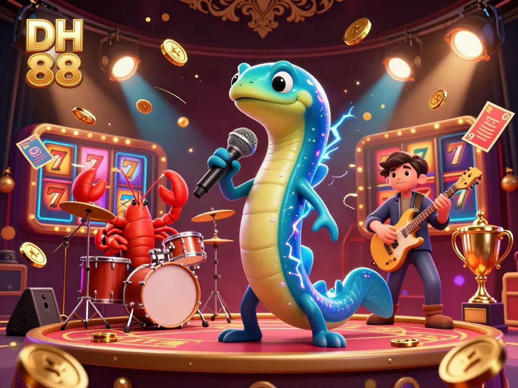 Experience thrilling gameplay at DH 88 with a vibrant underwater casino scene featuring a DJ electric eel and a lively backup band.