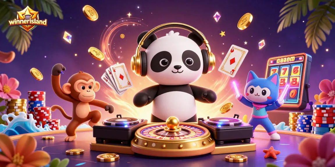 Join the action at winnerisland surrounded by colorful game elements and a lively atmosphere.